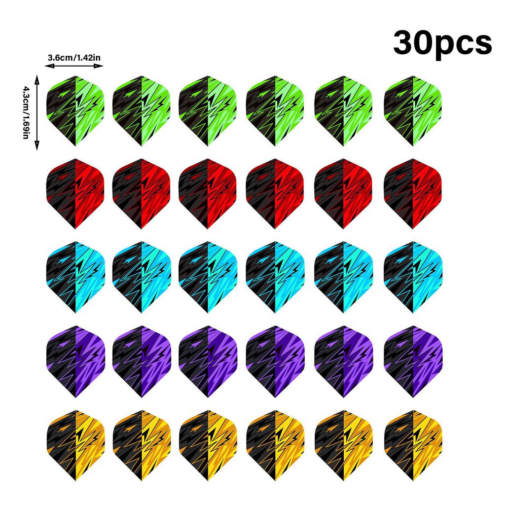Pack of 30 Standard Darts Flights PET Replacement Feather Tail Wing Perfect Accessories Equipment Set for Darts Game
