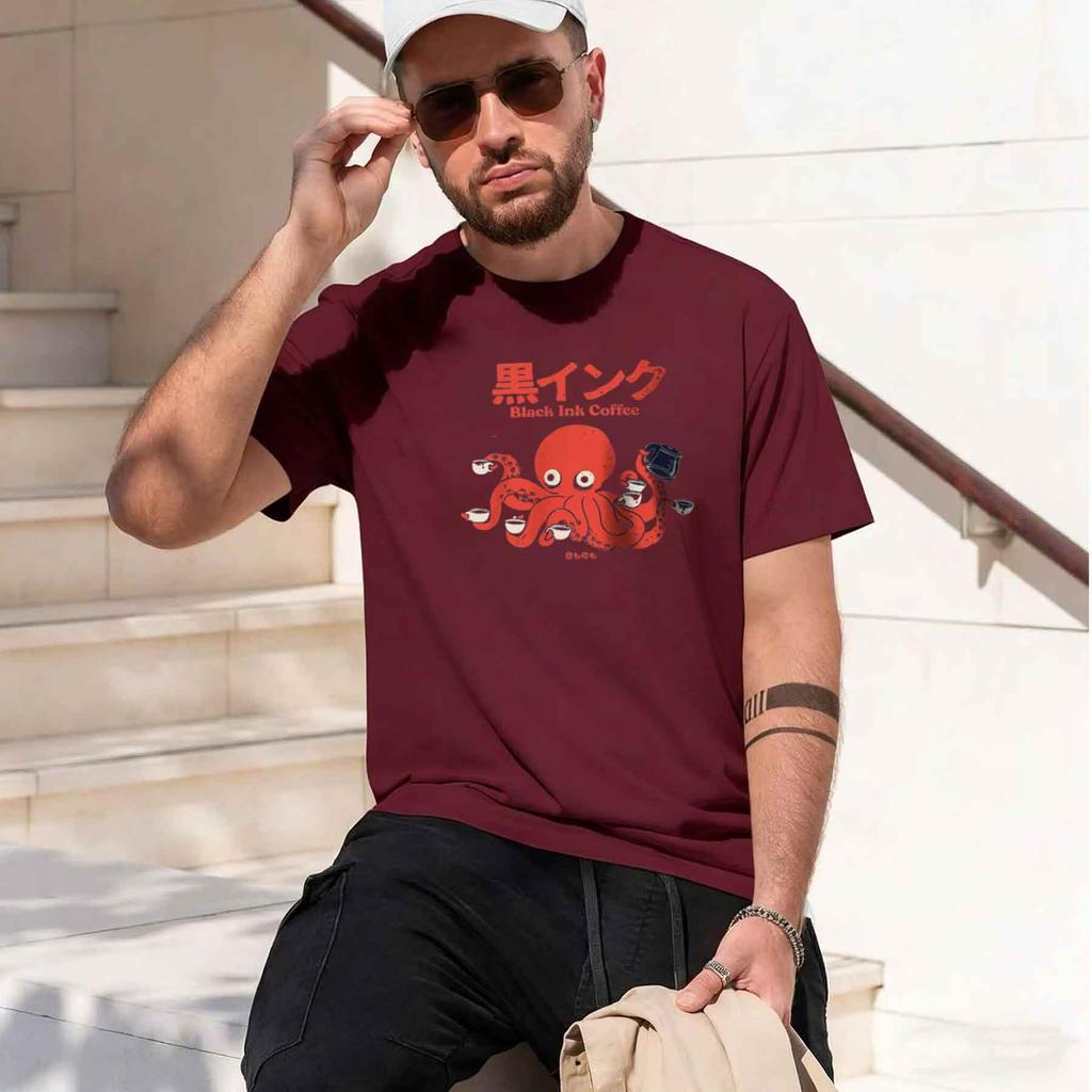 2026 New Modelblack Ink Coffee Creative Printed Unisexs Tshirt 100 Cotton Oversized Charming Graphic Tees For Tops Tees Street