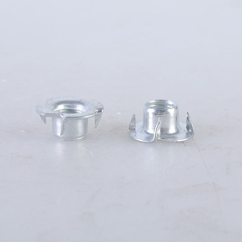 Four Jaw Threaded Inserts Corrosion Resistant T Nut Blind Pronged Tees 4 Jaw Tees Nuts for Wood Working Hardware