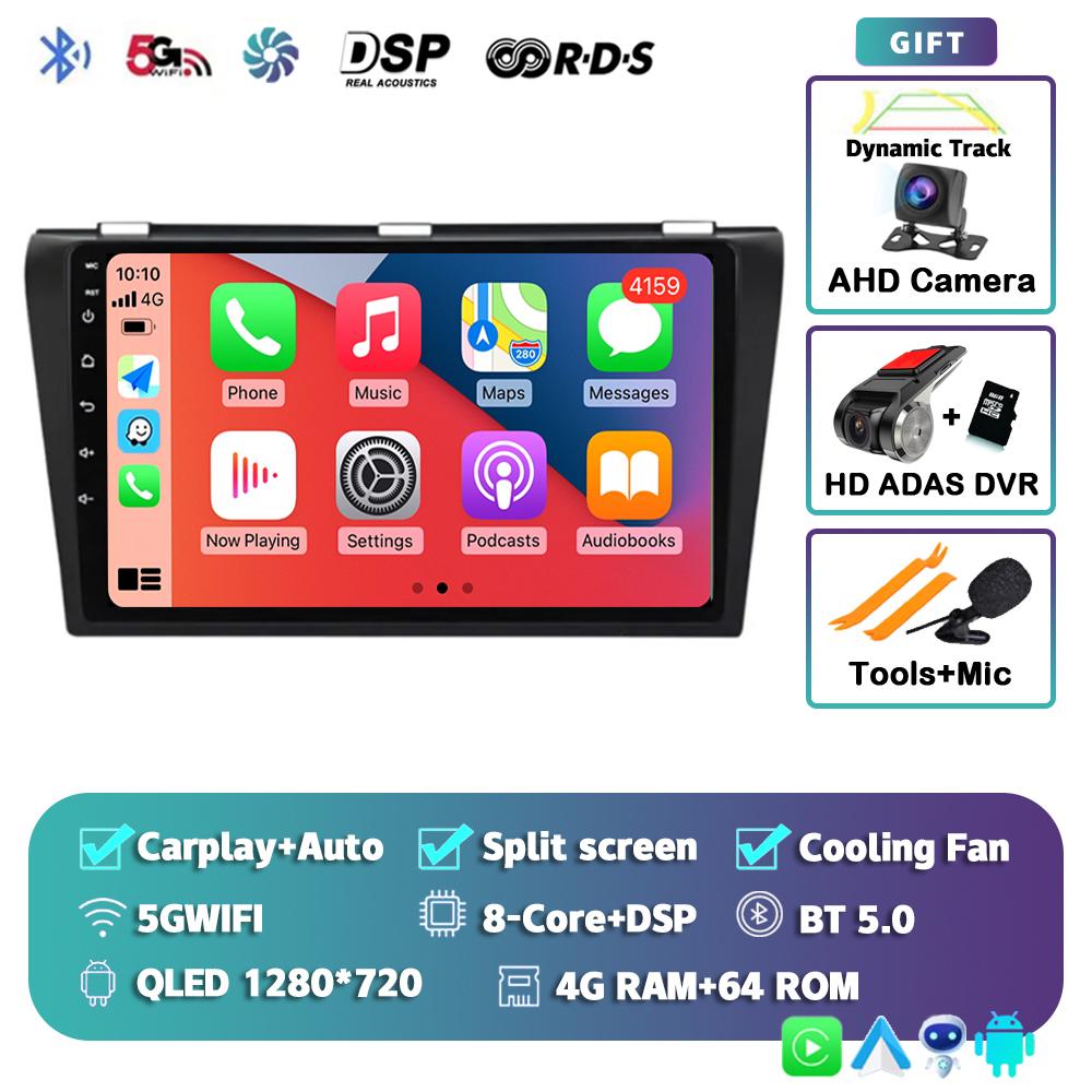 Android 14 Carplay Auto Car Radio For Mazda 3 2004-2009 Multimedia Video Player Navigation Speakers Head Unit Stereo 2 Din Audio