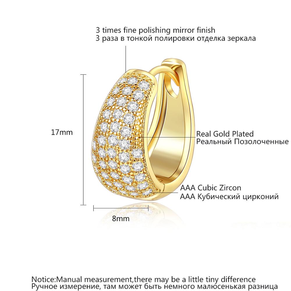 LUOTEEMI Charm Gold Plated Huugie Earrings for Women a AA Cubic Zirconia Huggie Girls Ear Rings