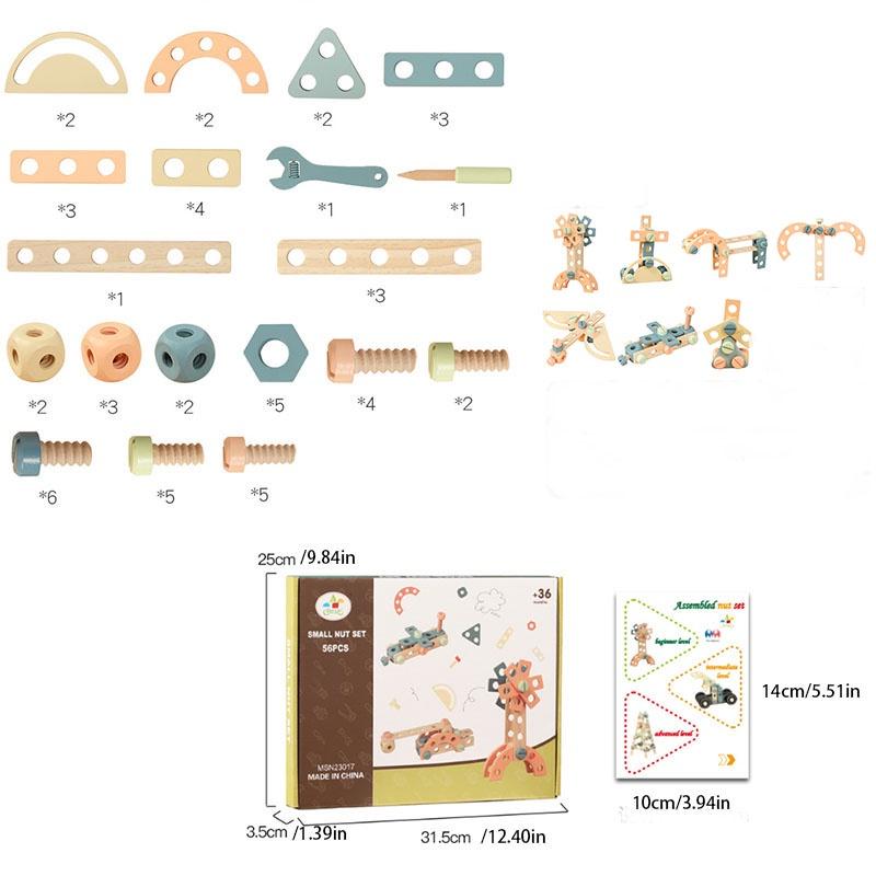 Wooden Diy Nut Combination Creative Screw Toy For Children Educational Building Blocks Puzzle Game