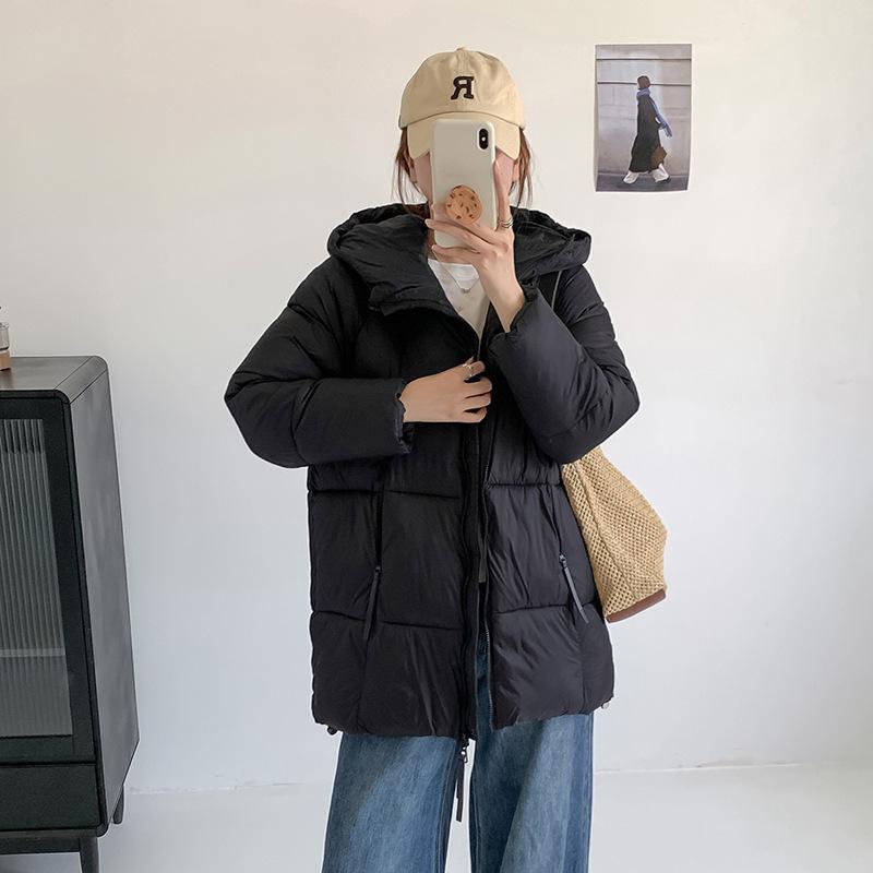 Winter new down cotton-padded clothes women's medium and long thickened cotton-padded clothes fashionable versatile hooded loose cotton-padded jacket