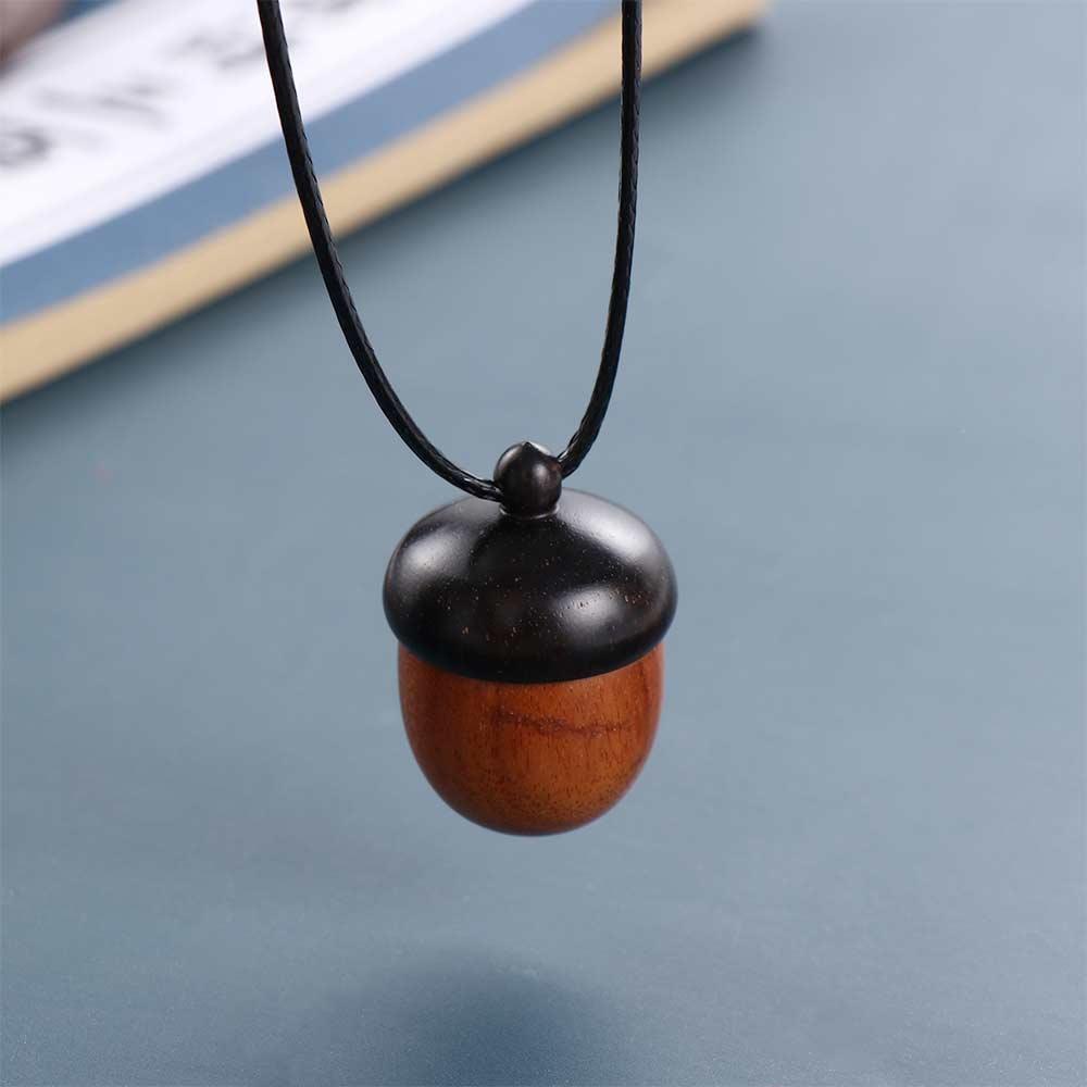 Acorn Rope Chain Wood Pendant Female Necklace Braided Rope Gawu Box Long Necklace Ebony Necklace