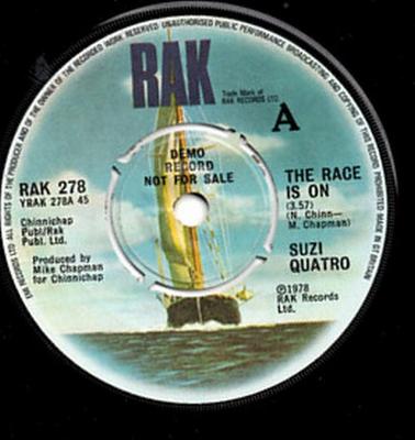 7-Zoll Schallplatte SUZI QUATRO - Das Rennen läuft RAK278PROMO RAK 1978 UK Rock Gebraucht