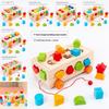 Wooden Multiple Shape Educational Toy Pulling Cart With Color Coordination And Cognitive Skills For Kids