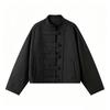 Giacca da Donna in Misto Lino con Collo Alto e Bottoni a Nodo di Corda Stile Streetwear Capospalla Leggero