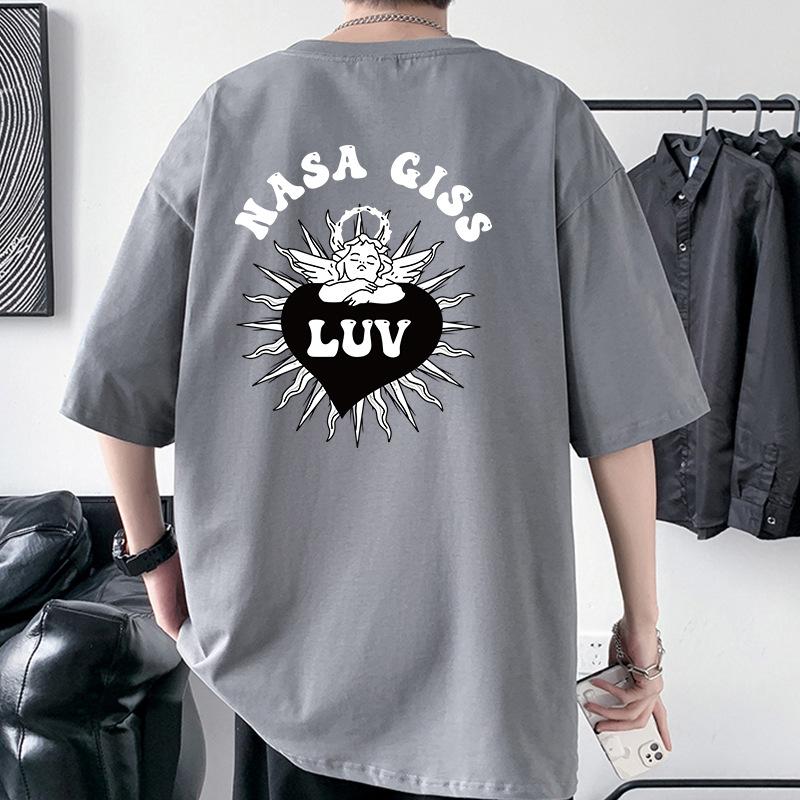 Heavyweight Combed Cotton T-Shirt Youth Loose Fit Half Sleeve Graphic Print Tee