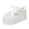 Fashion New 7.5CM Thick Soled Air Mesh Genuine Leather Mesh Breathable Hollow Casual Sneaker Platform Flats White Shoes for Women Summer