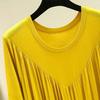 Summer Casual Dress Women Loose Knee Length Pullover Thin Midi Dress Short Sleeves Solid Color Pleated O Neck Daily Wear