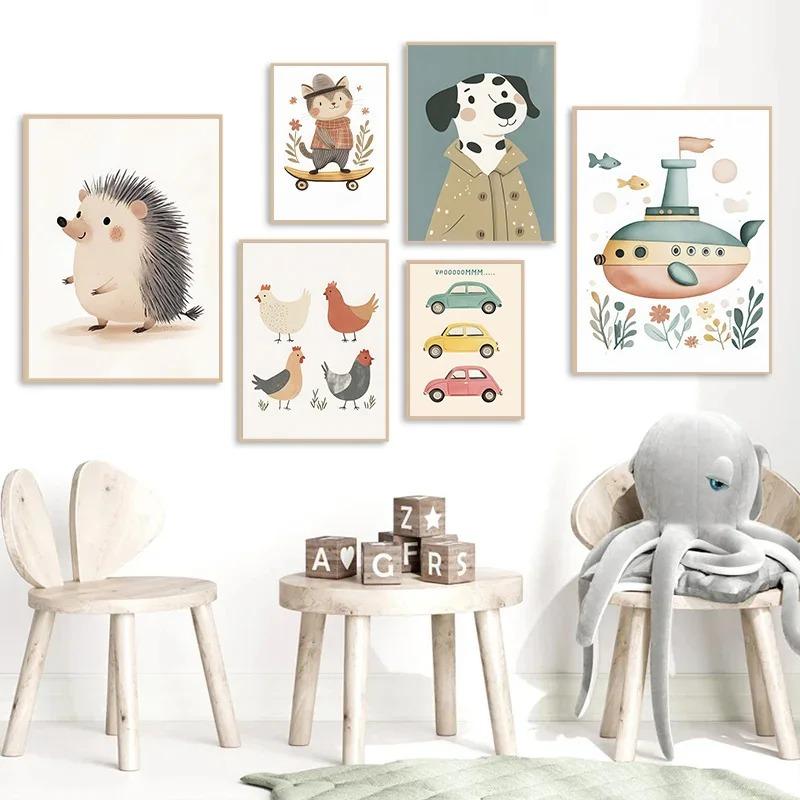 Cute Simple Cartoon Animals Koala Lion Rabbit Wall Art Prints Poster Canvas Painting for Nordic Kids Room Nursery Home Decor