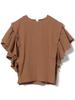 Beams Heart Twill Gauze Frill Sleeve One Size Women's S/S Blouse, Brown,