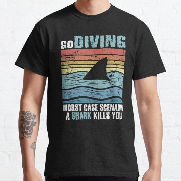 Men Shark Diver Scuba Diving Dive T Shirt Sea Equipment Pure Cotton Clothing  Short Sleeve O Neck Tee Shirt Plus Size TShirt