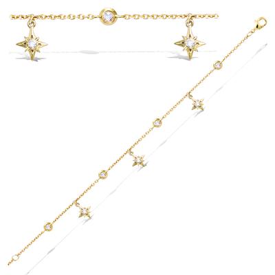 [Q7617] - White Gold 'Boho' Gold Plated Bracelet (north Star) - 8x8 Mm Star