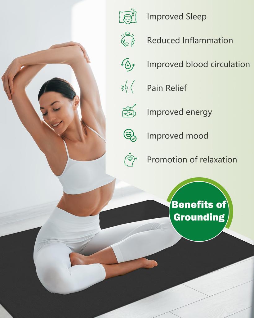 Grounding Mat for Bed, 35.4" X 23.6" Earthing Pad – Improves Sleep, Enhances Circulation, Balances Energy, Reduces Pain & Inflammation