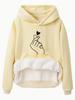European & American Women's Heart Print Fleece Lined Hooded Sweatshirt with Kangaroo Pocket - Autumn/Winter Long Sleeve Top