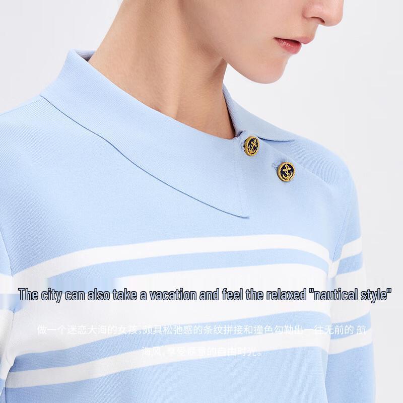 Navigare Women's Striped Knit Polo Shirt