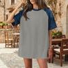 Women's Denim Patchwork Top, Casual Short-sleeved Comfortable T-shirt, Fashionable For Spring And Summer.