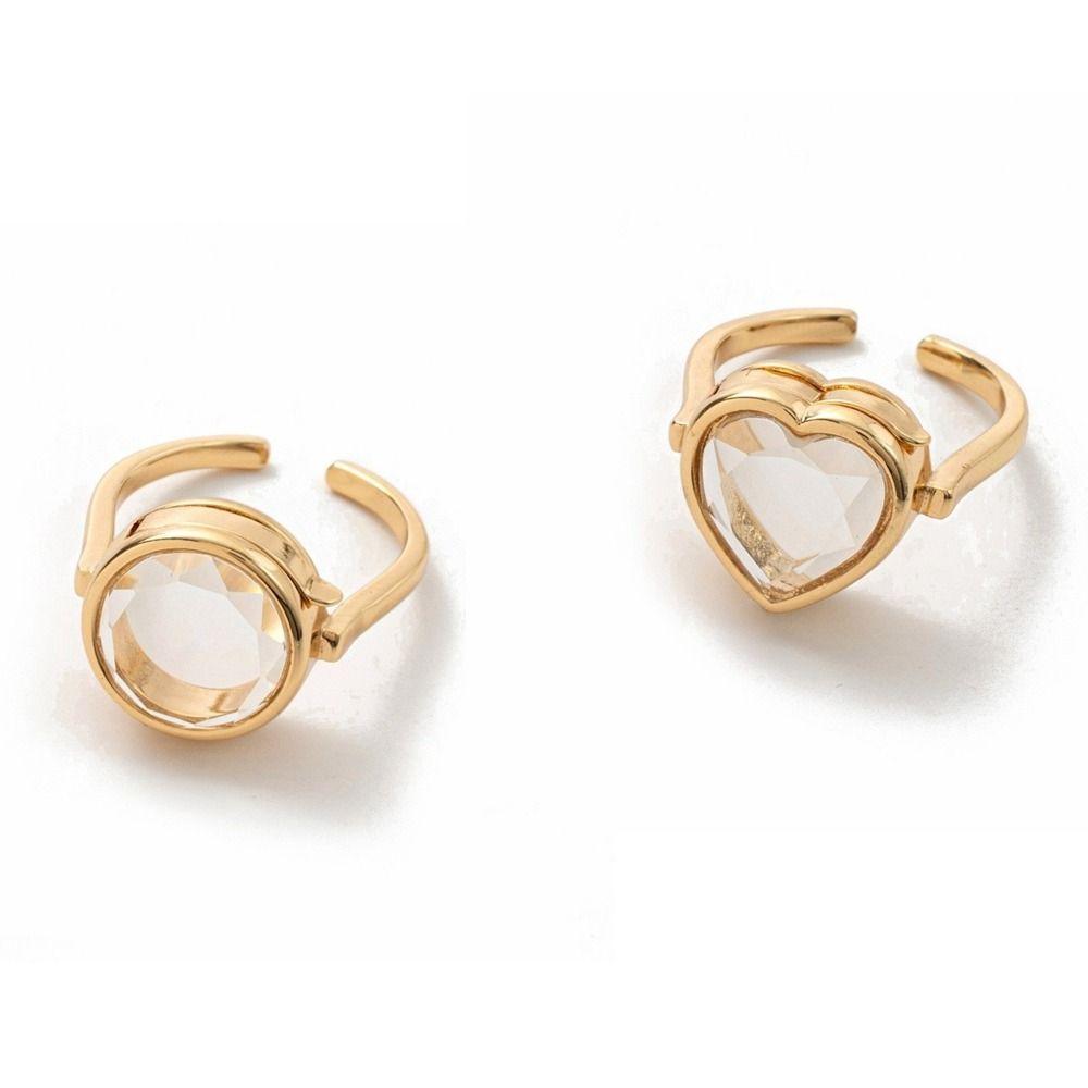 Hollow Circular Box Ring DIY Design Transparent Box Ring Cute Heart-shaped Box Ring Accessories