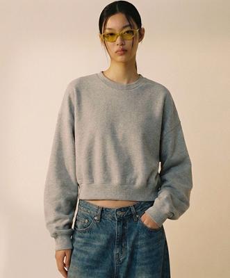 REBRENNER Basic Oversized Volume Crop Sweatshirt Grey