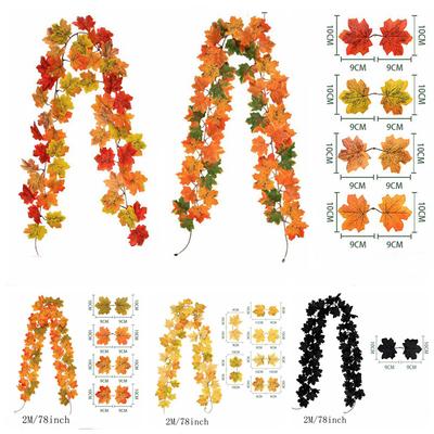 2M Künstliche Herbst Maple Leaf Garland Gefälschte Pflanzen Herbst Decor Blätter Reben für Thanksgiving Halloween Festivals Hochzeit Decora