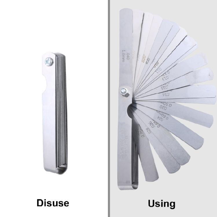 Thickness Gauge Stainless Steel Curved Feeler Gauge Ruler Welding Inspection Tool 0.001-0.04" (0.03-1.00mm)