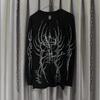 European & American Gothic Cross-Print Loose T-Shirt - Y2K Street Style