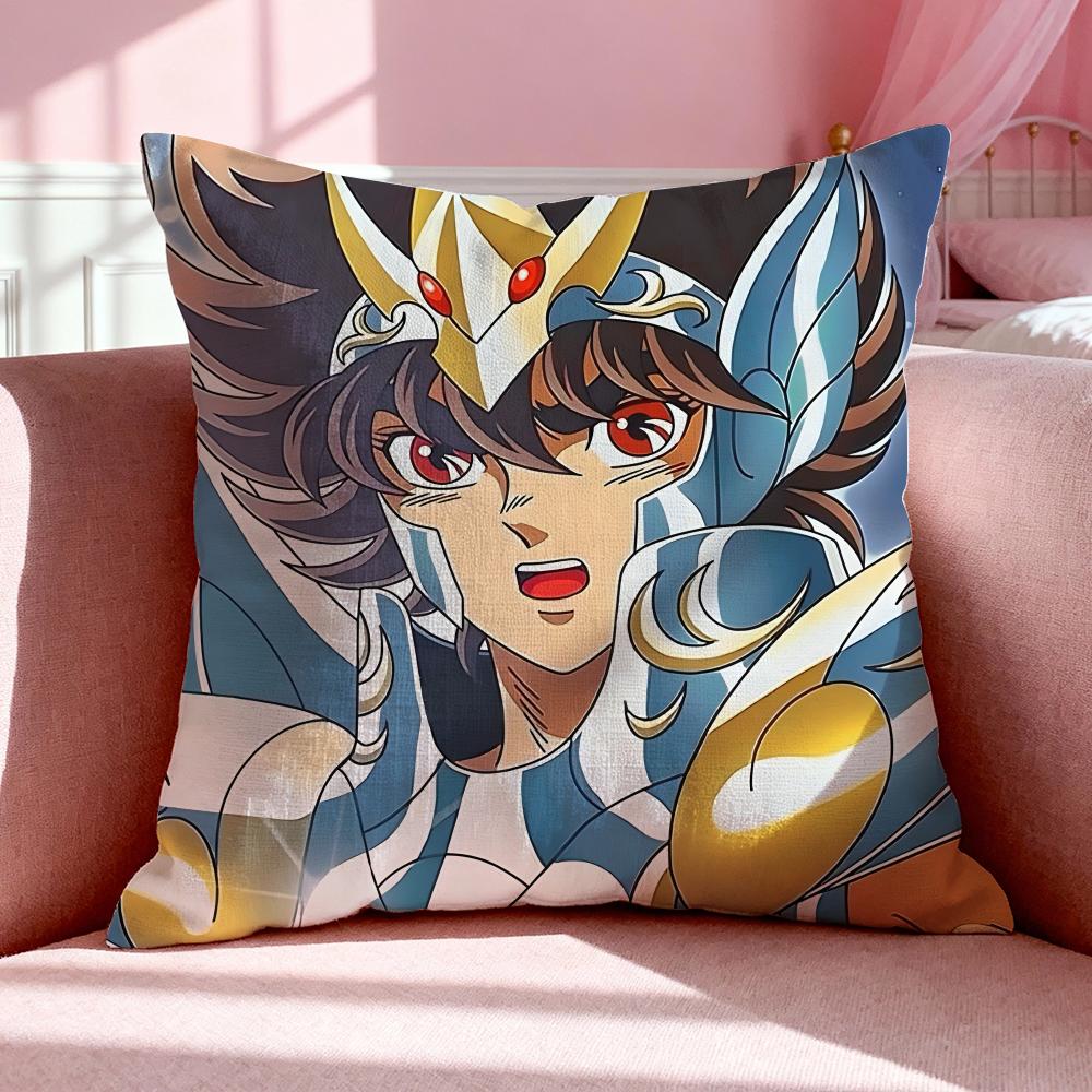 Anime SSaint Seiya Cushion Cover Breathable Linen Pillowcase Summer Odorless EcoFriendly Invisible Zipper Washable