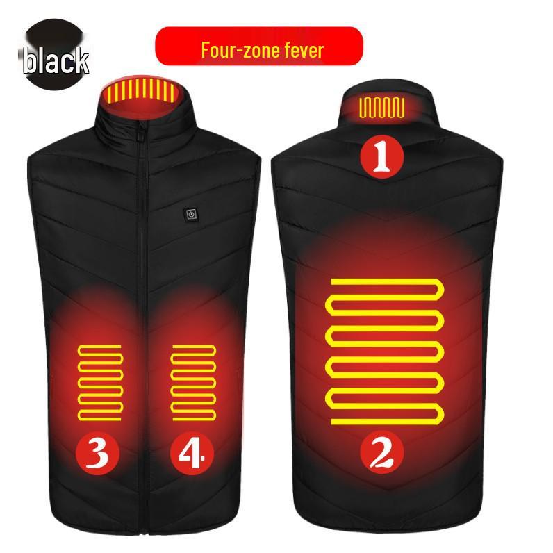 Herren Beheizbare Stehkragenweste mit USB-betriebenem Kohlefaser-Heizsystem