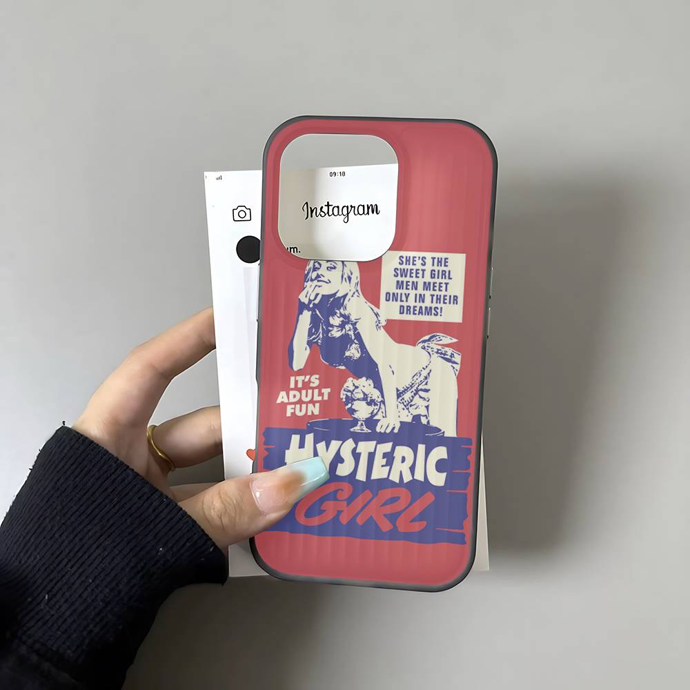 

H-Hysteric G-Glamour Girl Phone Case For IPhone 17 16 15 14 13 12 11 Corrugated Frosted Soft Cover Anti-Slip iPhone 14pro max