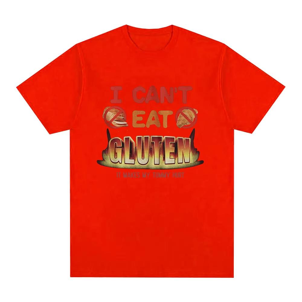 Ich kann kein Gluten essen, das macht mir Bauchschmerzen Meme T-Shirts Intoleranz Männer Frauen Baumwolle Lässig Rundhals Oversize T-Shirts Streetwear