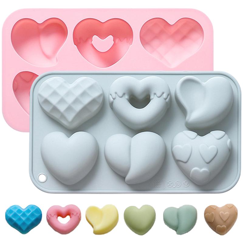 Heart Silicone Mold For Chocolates,6-Cavity Silicone Heart Chocolate Mold,Nonstick Heart Shaped Silicone Mold For Cupcakes,Candy