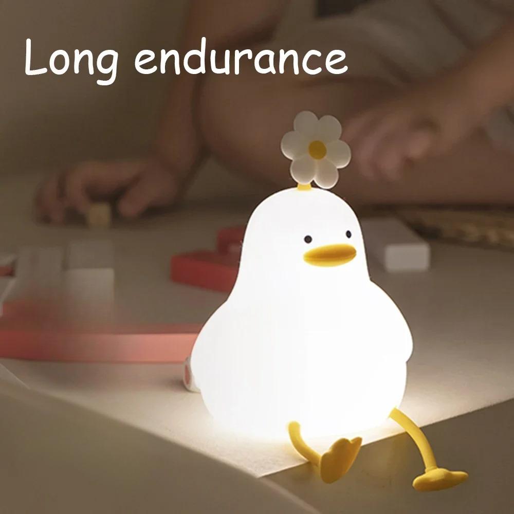 USB Rechargeable LED Night Light Cute Duck Cartoon Animals Silicone Lamp for Bed Room Living Room Kid Touch Night Lighting