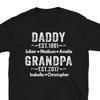 Dad Grandpa EST T Shirt Personalized Kids Names Father's Day for Papa Grandfather Vintage Casua