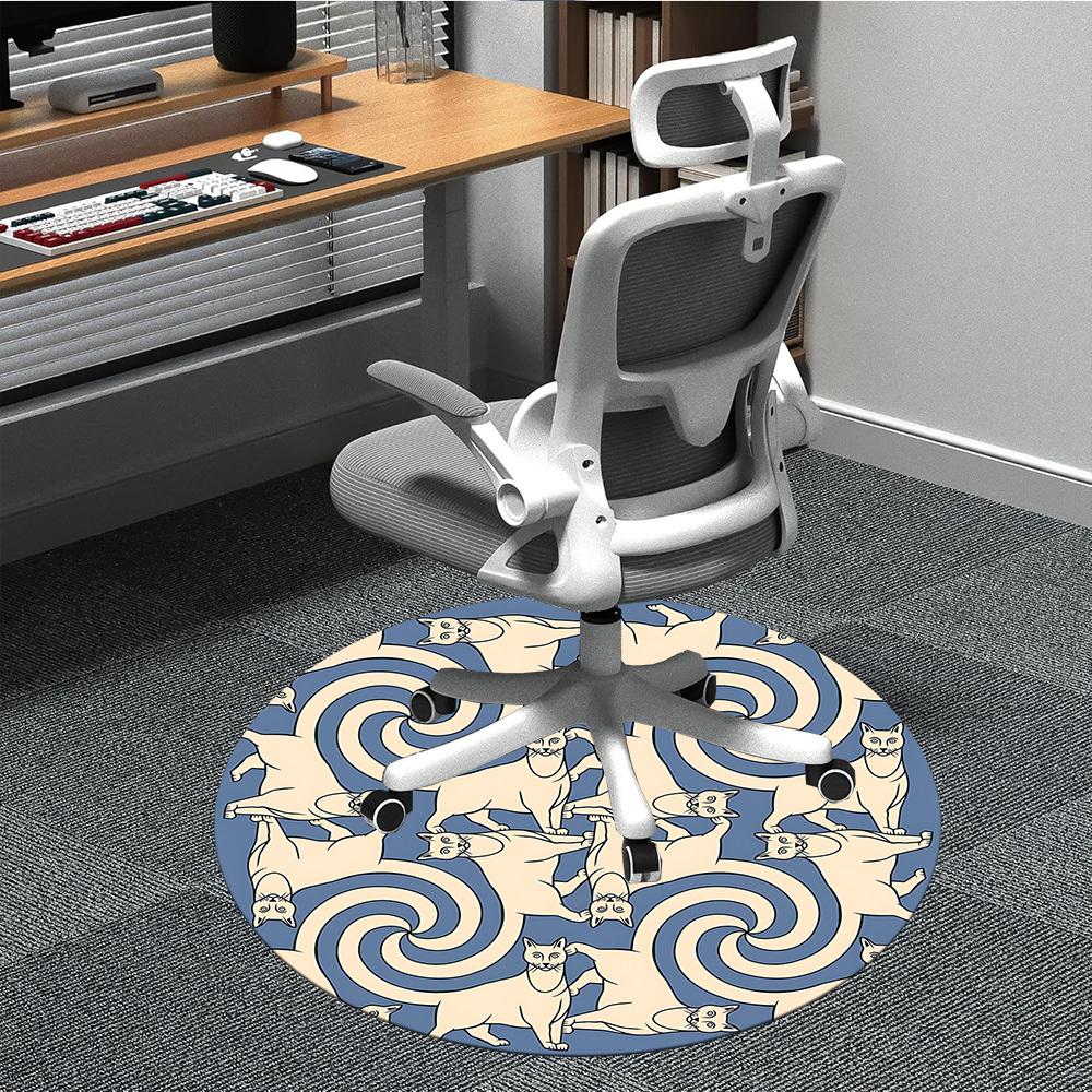 1pc Whirling Cats Office Round Area Rug, Indoor Mat Suitable For Office, Under Office Chairs Bedroom Living Room Home Decor, Room Deco