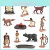 Conjunto de Esculturas de PVC Chefe Tribal com Modelos de Animais Selvagens para Colecionadores e Decoração