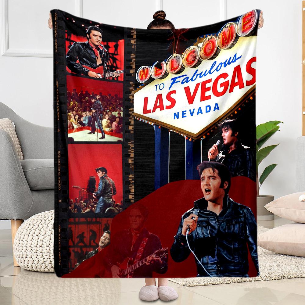 Elvis Presley Las Vegas Blanket Comfortable Perfect for Office Chair Seaside Chair Four Seasons Multipurpose Stylish Decor