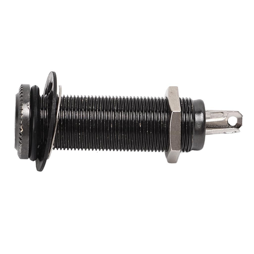 Guitar Threaded Jack Replacement Brass Straight Output Endpin for Electric Guitar Bass Gun Black
