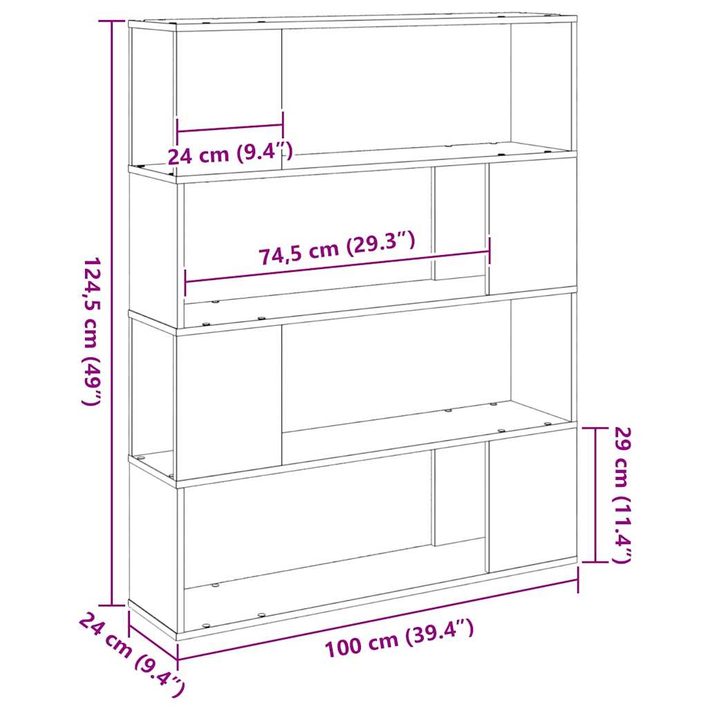 TV Cabinet Set 100 x 24 x 124.5 cm Black Oak Effect