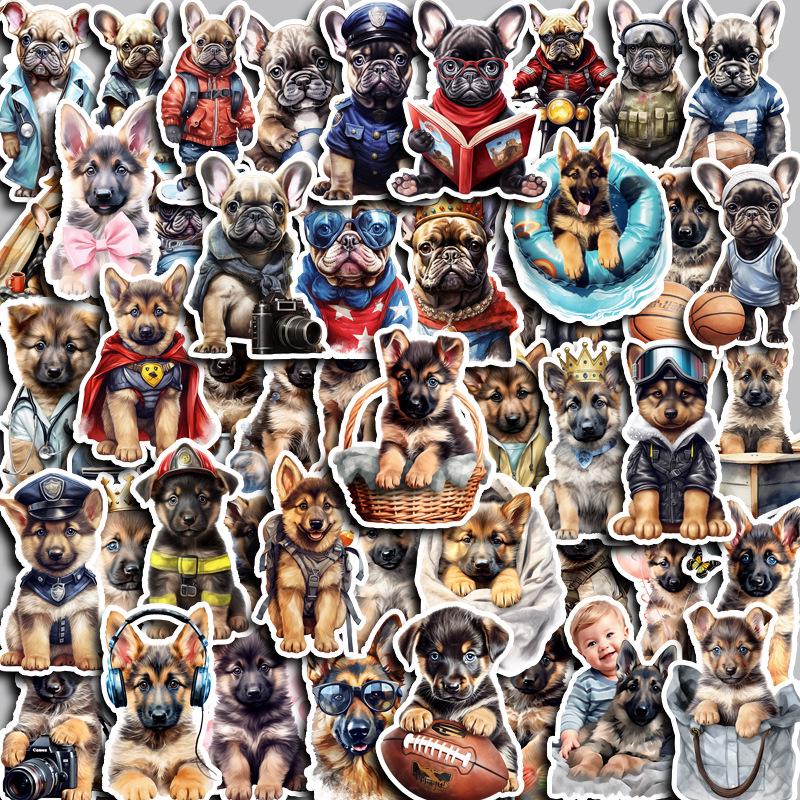 

Cross American Dog Waterproof Animal Stickers: 50-Pack for Journals, Luggage, Phones, and Tablets