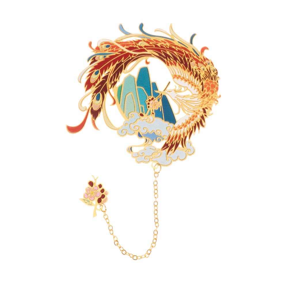 Office Supplies Chinese style Metal Pendant Retro Pagination Mark Brass Bookmark Painted Book Clip