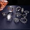 European & American Opal Diamond Crescent 10-Piece Ring Set