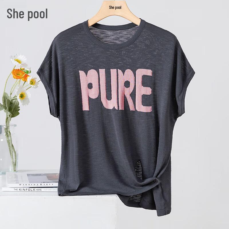 Shechi Women s Irregular Hem Loose Knit Top S