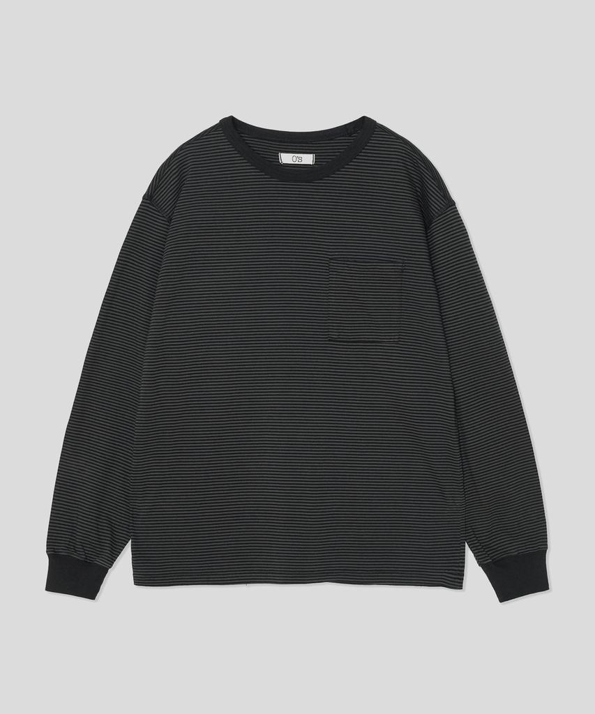 Onses Langarm-T-Shirts mit durchgehendem Streifen (Anthrazit/Schwarz)