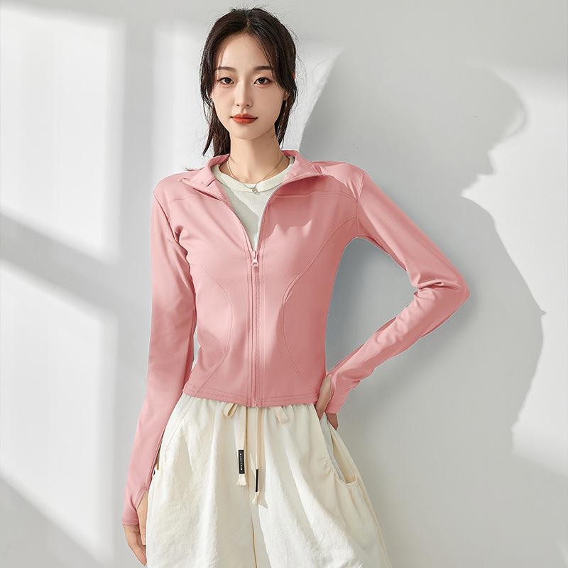 Women's Quick-Dry Yoga Jacket - 2025 Spring/Autumn: Zipper, Stand Collar, Long Sleeve, Fitness Top