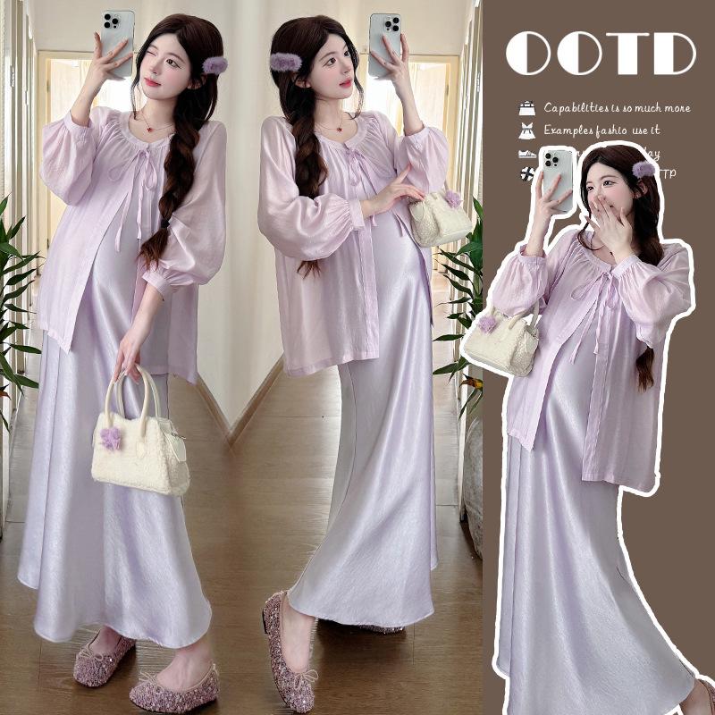 Spring 2026 Elegant Maternity Camisole Dress & Versatile Top Set M
