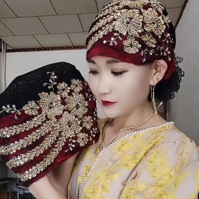 Diamanten-Stickerei-Spitze-Turban-Hüte für Frauen