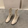 Autumn Winter Design Heel Ankle Boot Fashion Square Toe Zipper Ladies Casual Chelsea Boots Shoes Soft Leather Short Boot