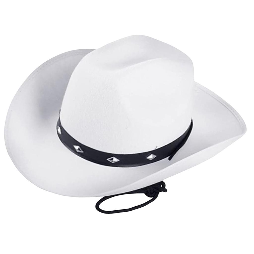 Cowboy Hat Western Wide Brim Felt Polyester Detail And Metal Embellishment Adjustable Closure