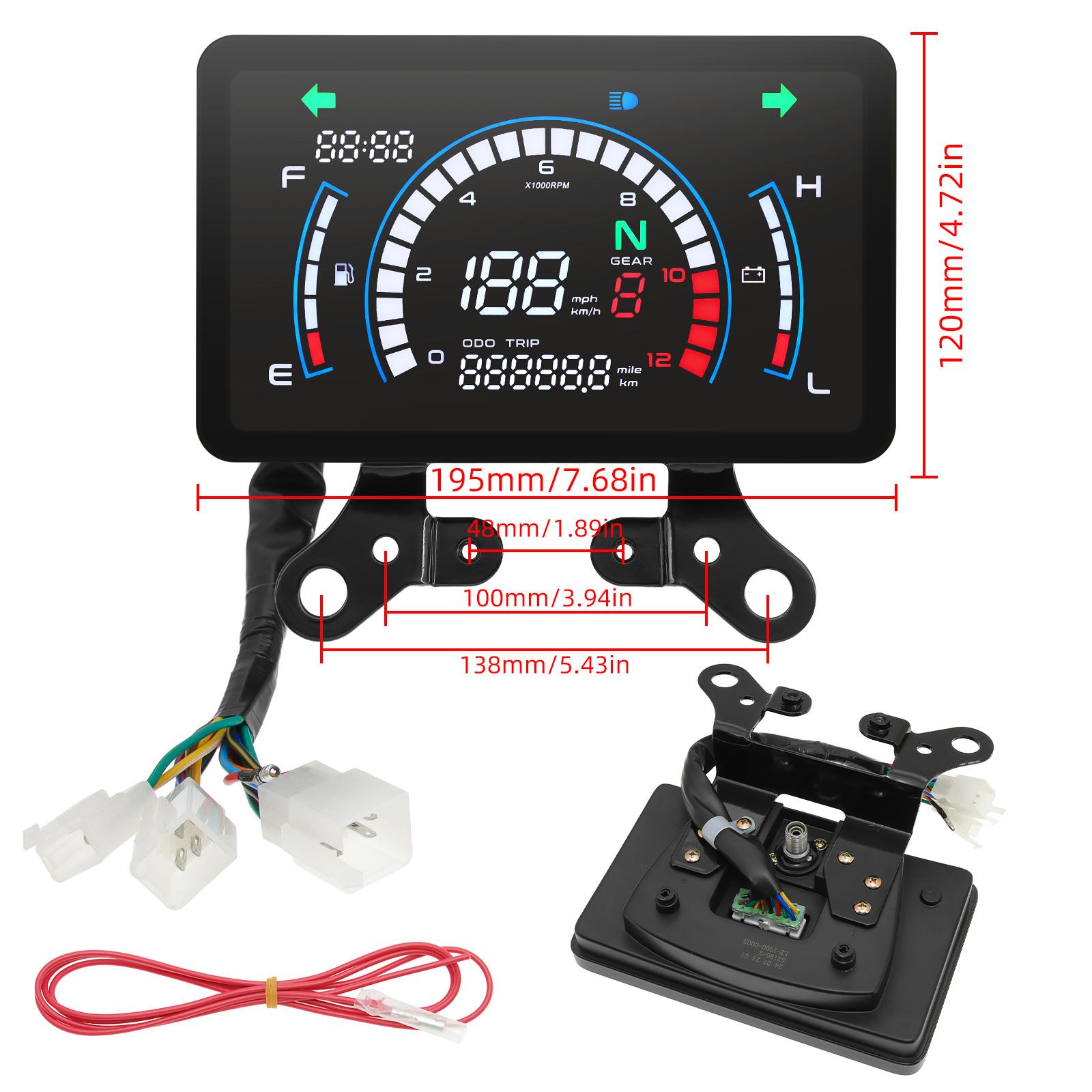 12V Waterproof Motorcycle Instrument Cluster Digital Speedometer Odometer Indicator for Honda EX5 Universal Dashboard Tachometer EX5